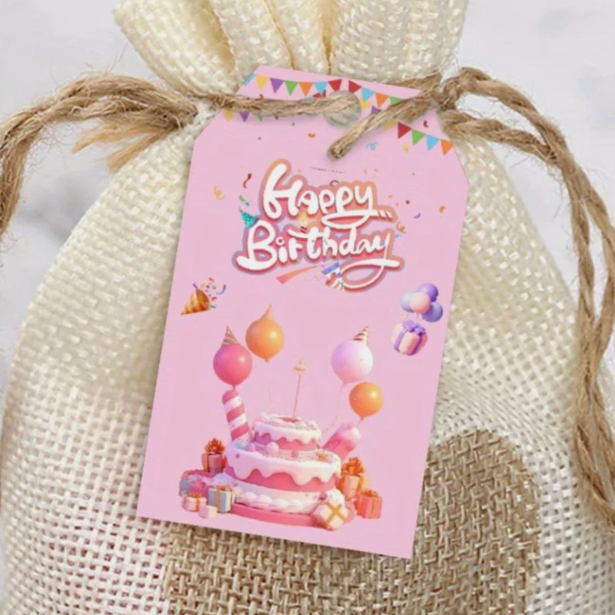 Pink Happy Birthday Gift Card Tags - Set of 10