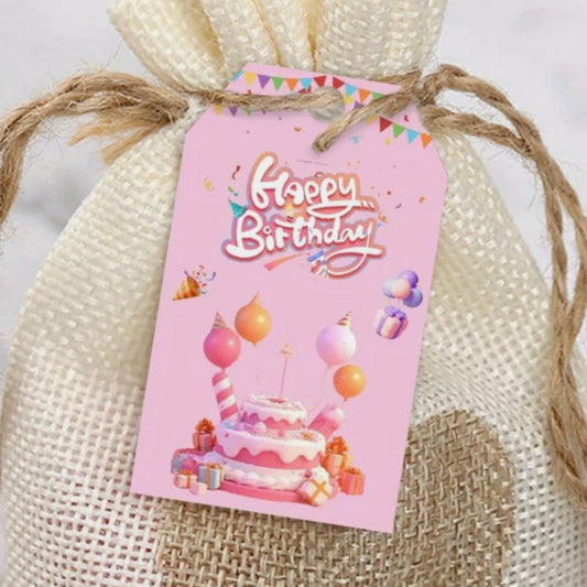 Pink Happy Birthday Gift Card Tags - Set of 10