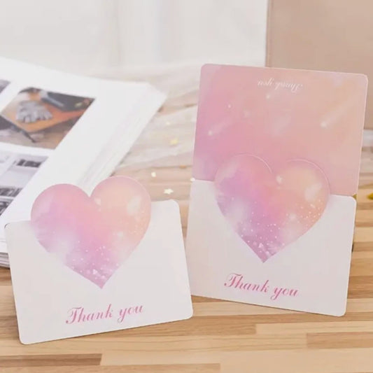 Pink Heart Thank You Gift Cards - Set of 10