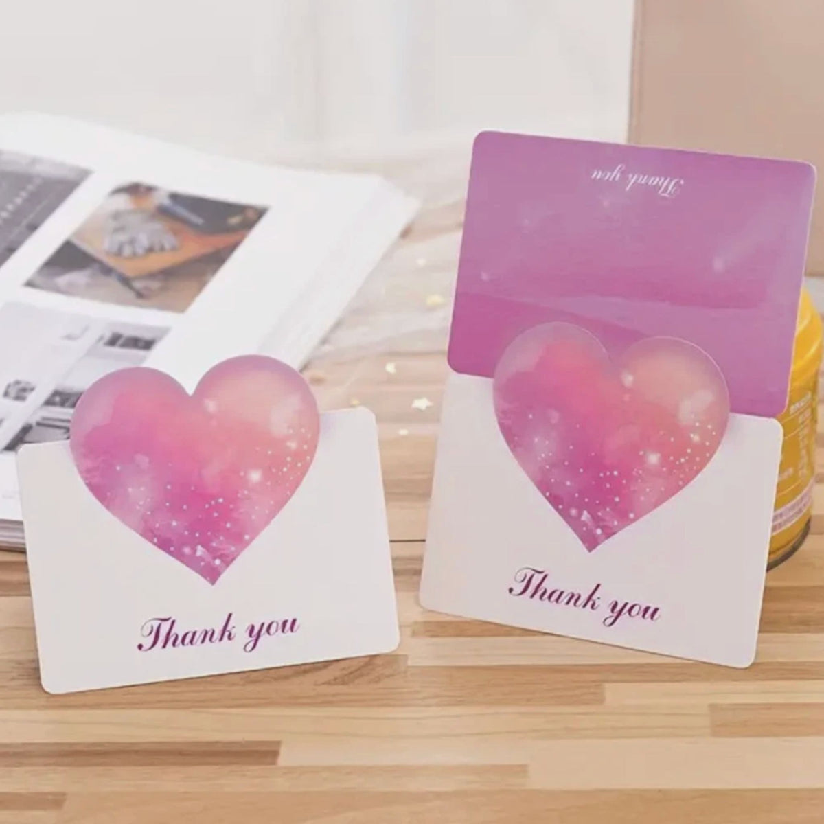 Pink Heart Thank You Gift Cards - Set of 10