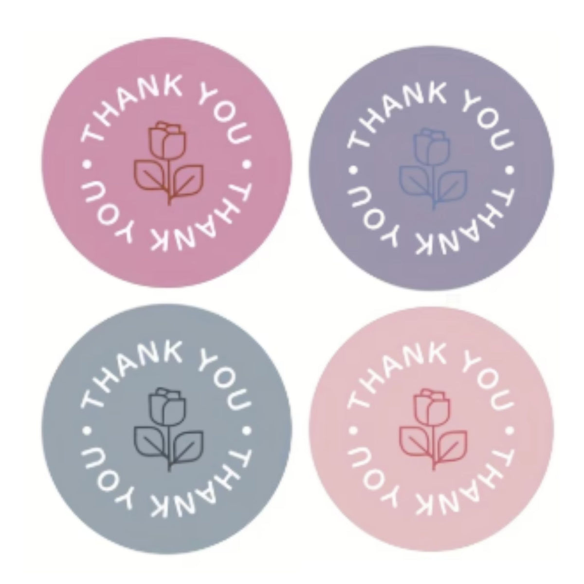 Pink Purple Thank You Stickers - 100 Pieces