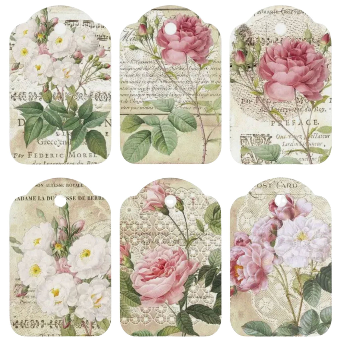 Pink & White Flower Gift Card Tags - Set of 12