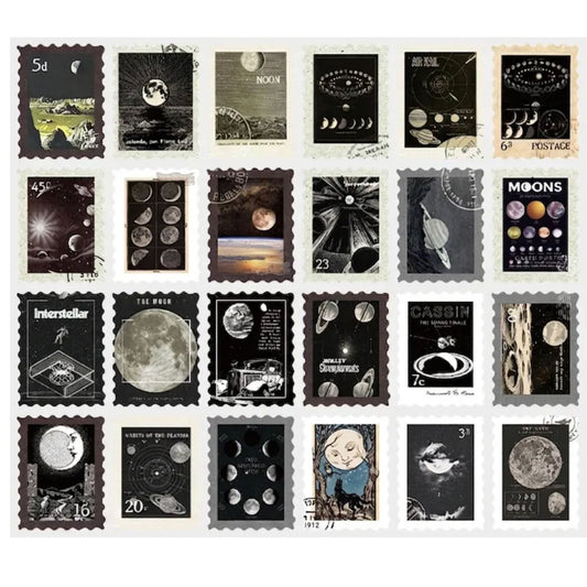 Retro Vintage Planet Stamp Stickers