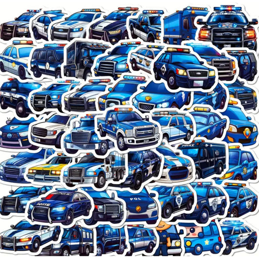 Police Car Stickers - 50 Pieces