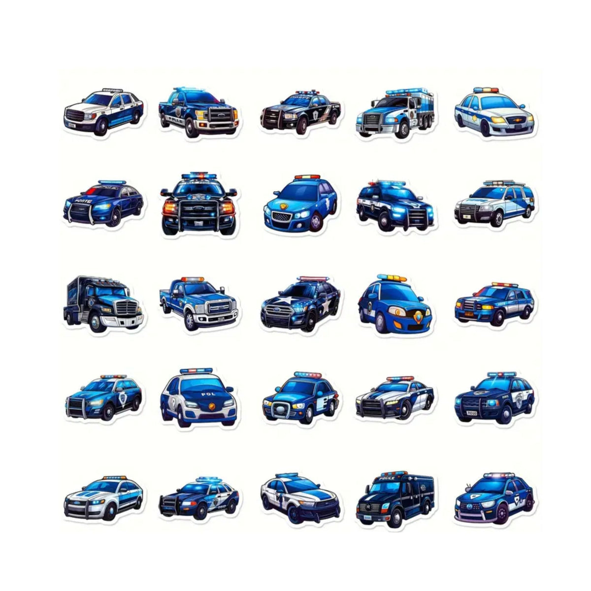 Police Car Stickers - 50 Pieces
