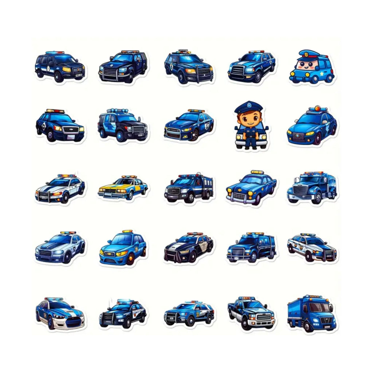 Police Car Stickers - 50 Pieces