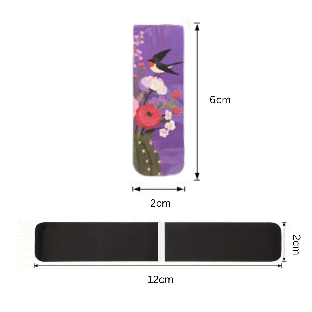 Purple Cactus Bird Magnetic Bookmarks #1 - Set of 3