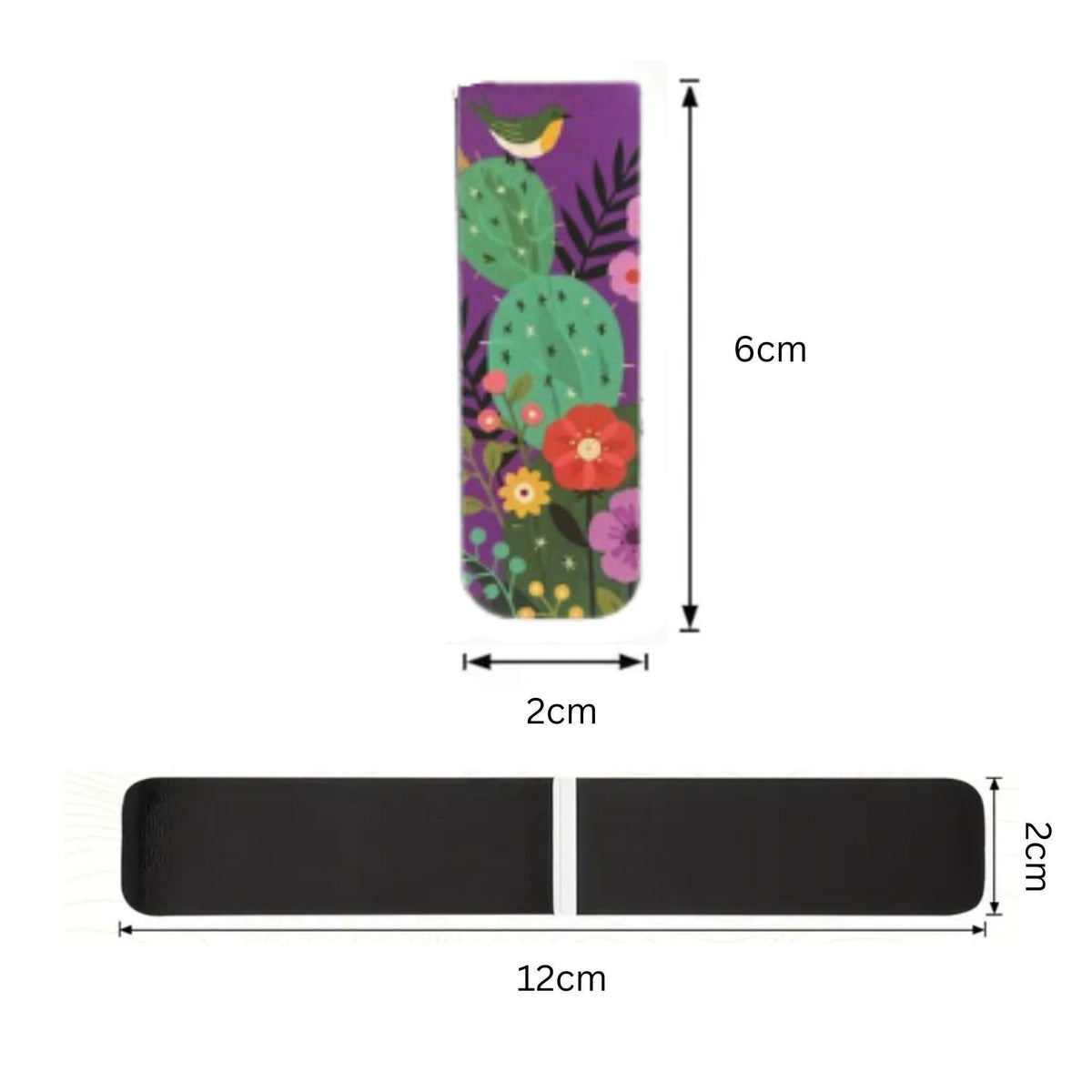 Purple Cactus Bird Magnetic Bookmarks #2 - Set of 3