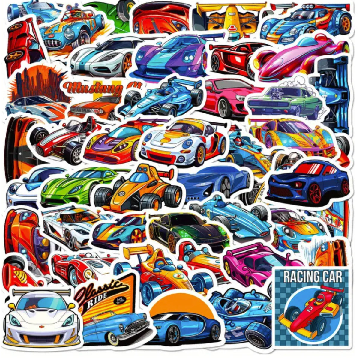 Racing Sports Car Stickers - 50 Pieces