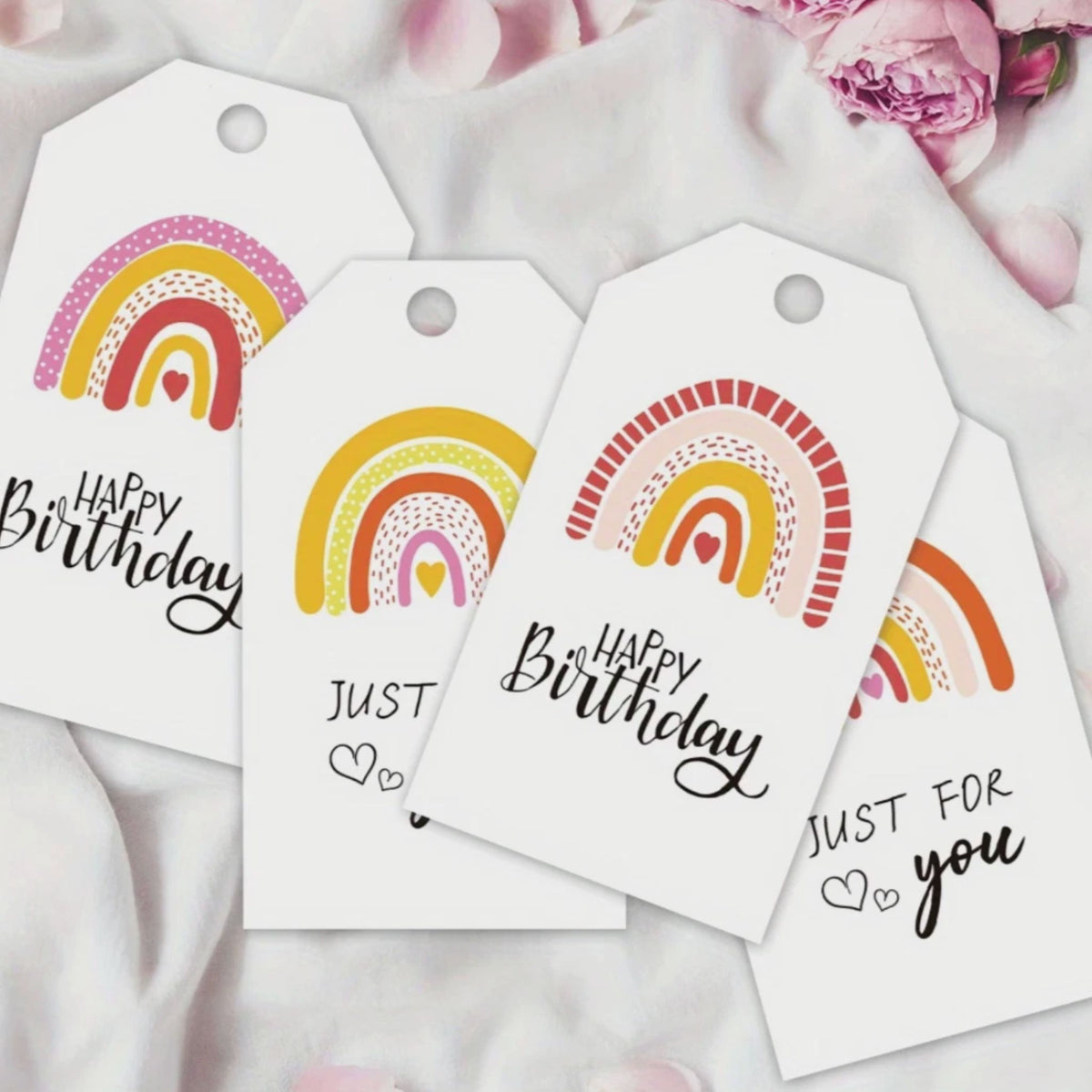 Rainbow Happy Birthday Gift Card Tags - Set of 10