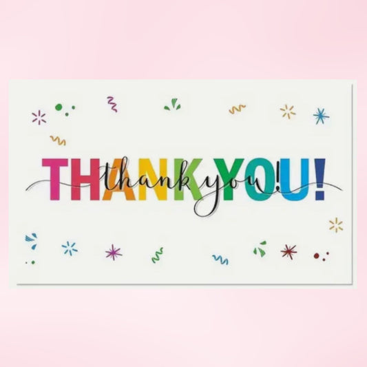 Colourful Thank You Gift Cards - Set of 25