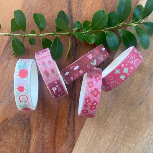 Mini Washi Tape Set Red / Pink - 5 Rolls