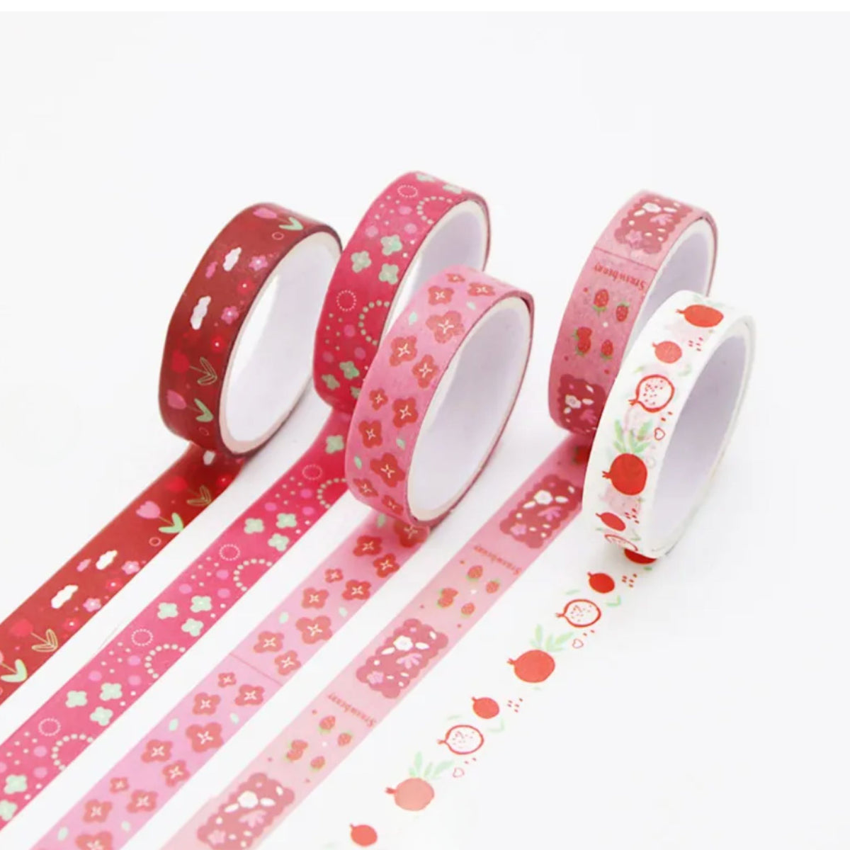 Mini Washi Tape Set Red / Pink - 5 Rolls