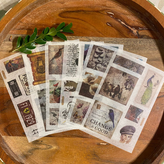 Retro Vintage Washi Stickers - 6 Sheets