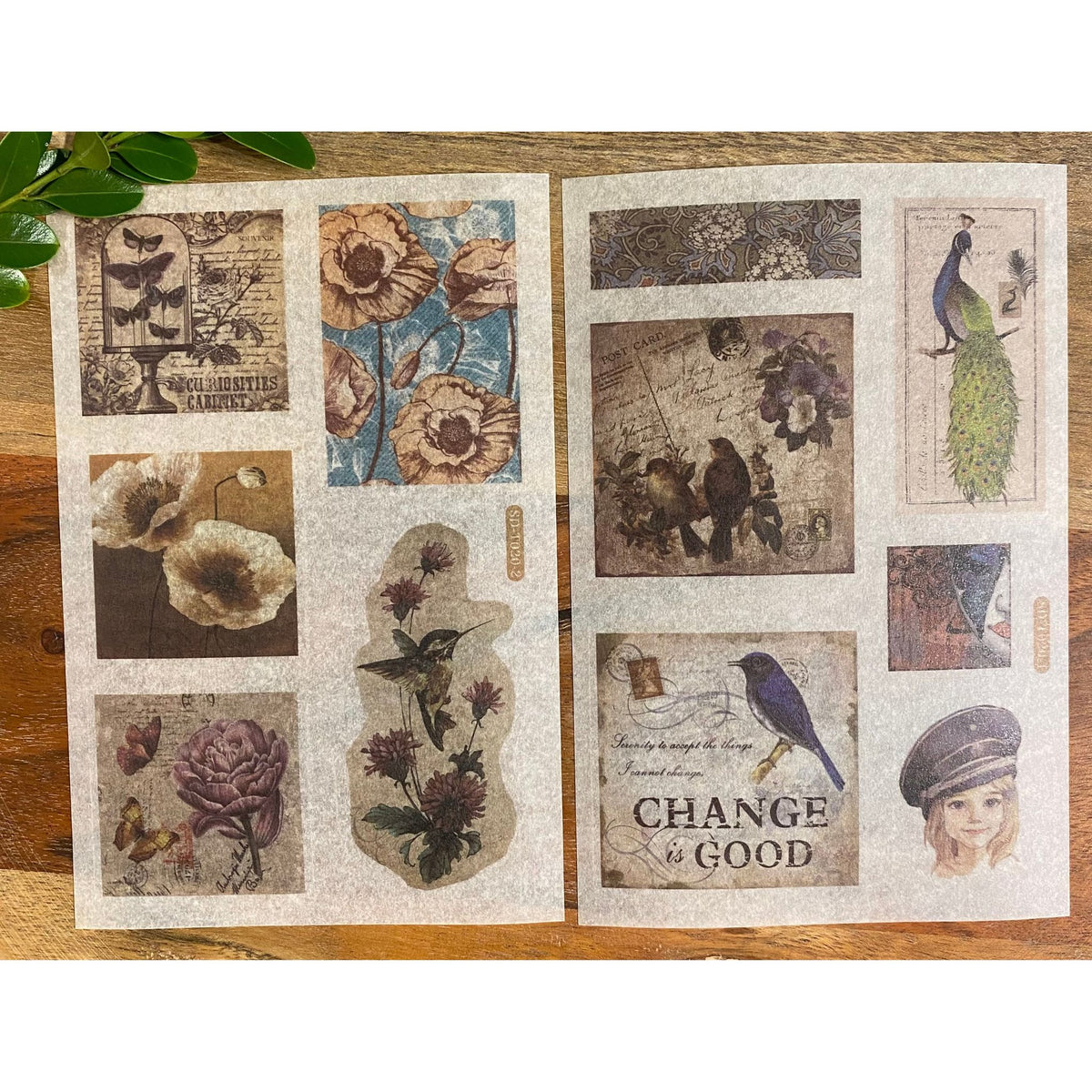 Retro Vintage Washi Stickers - 6 Sheets