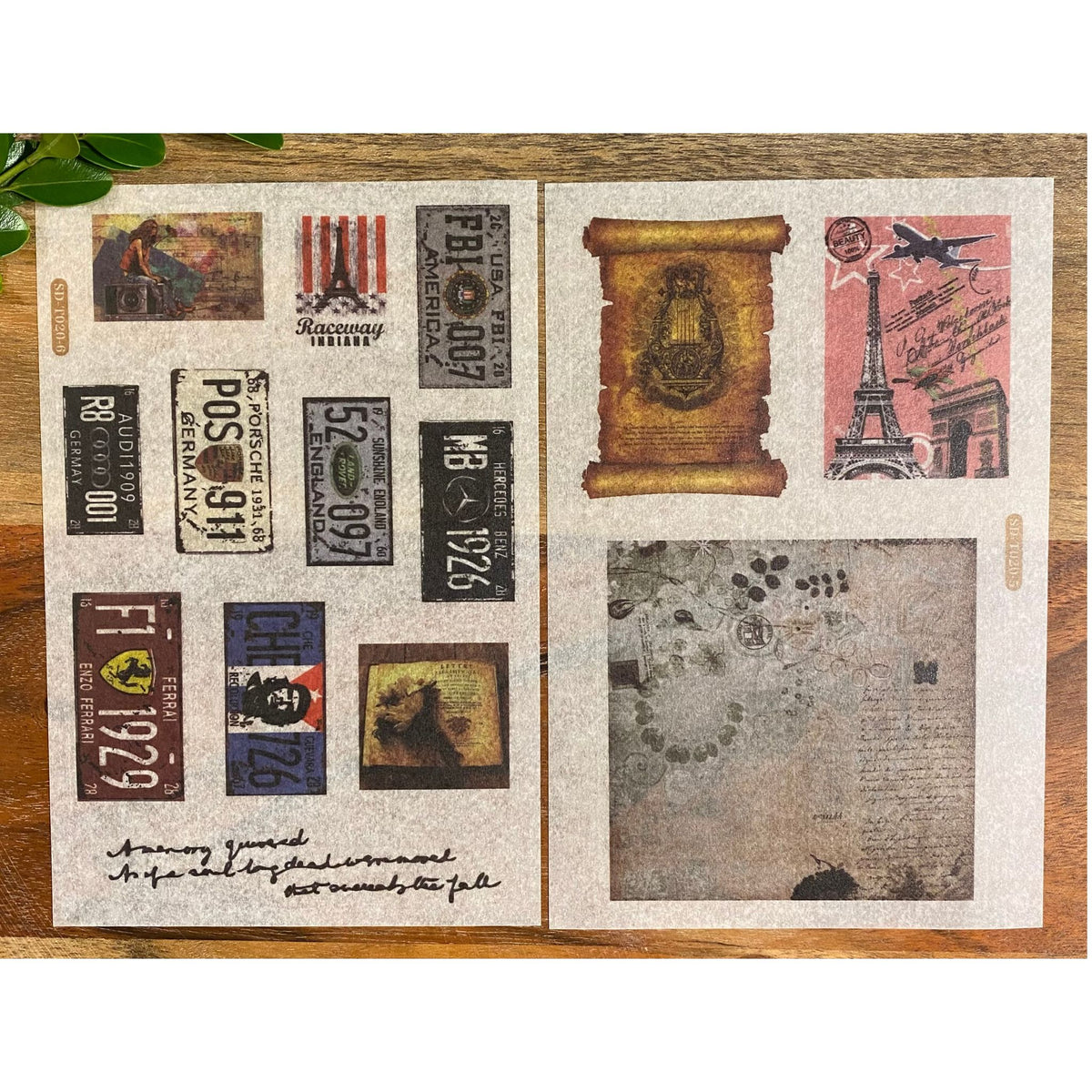 Retro Vintage Washi Stickers - 6 Sheets