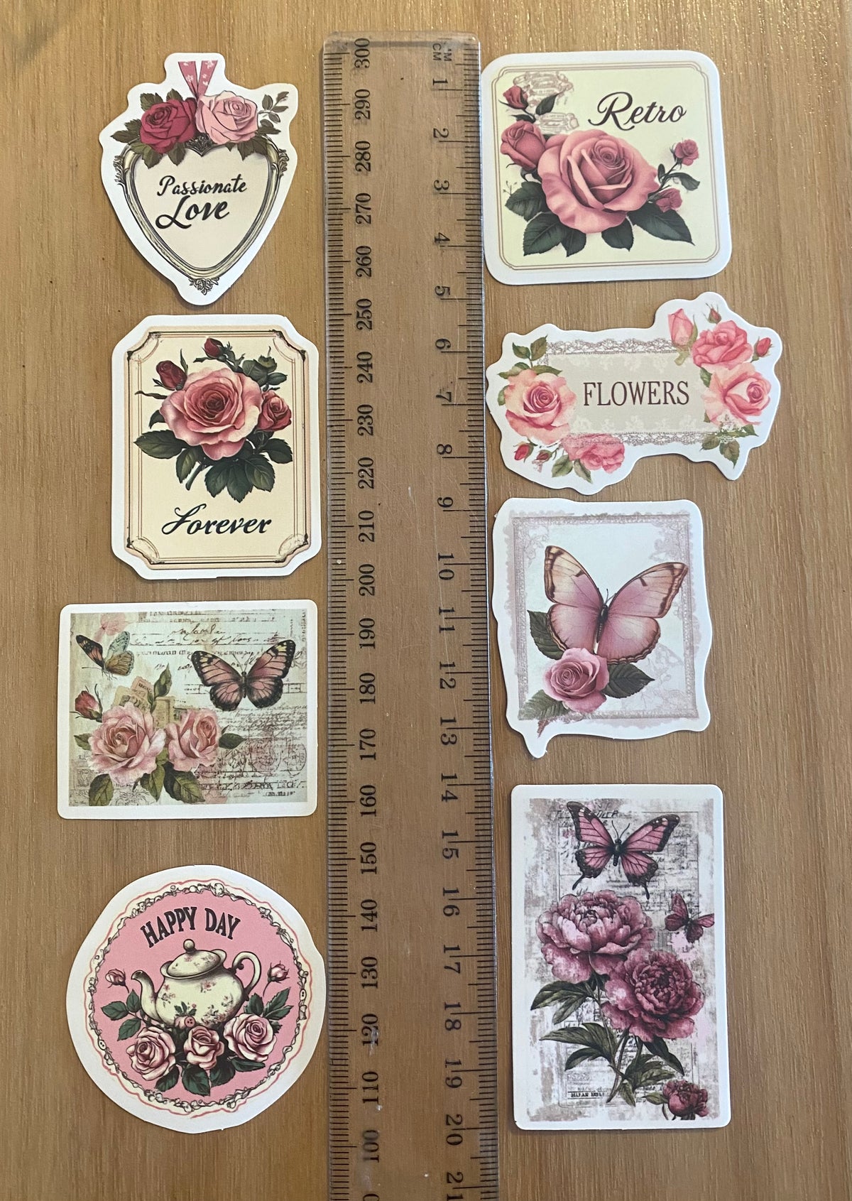 Retro Butterfly Romance Design Stickers