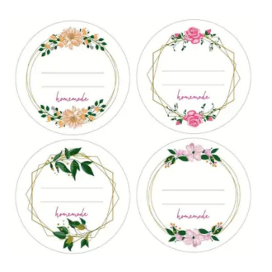 Floral Homemade Sticker Labels - 30 Pieces