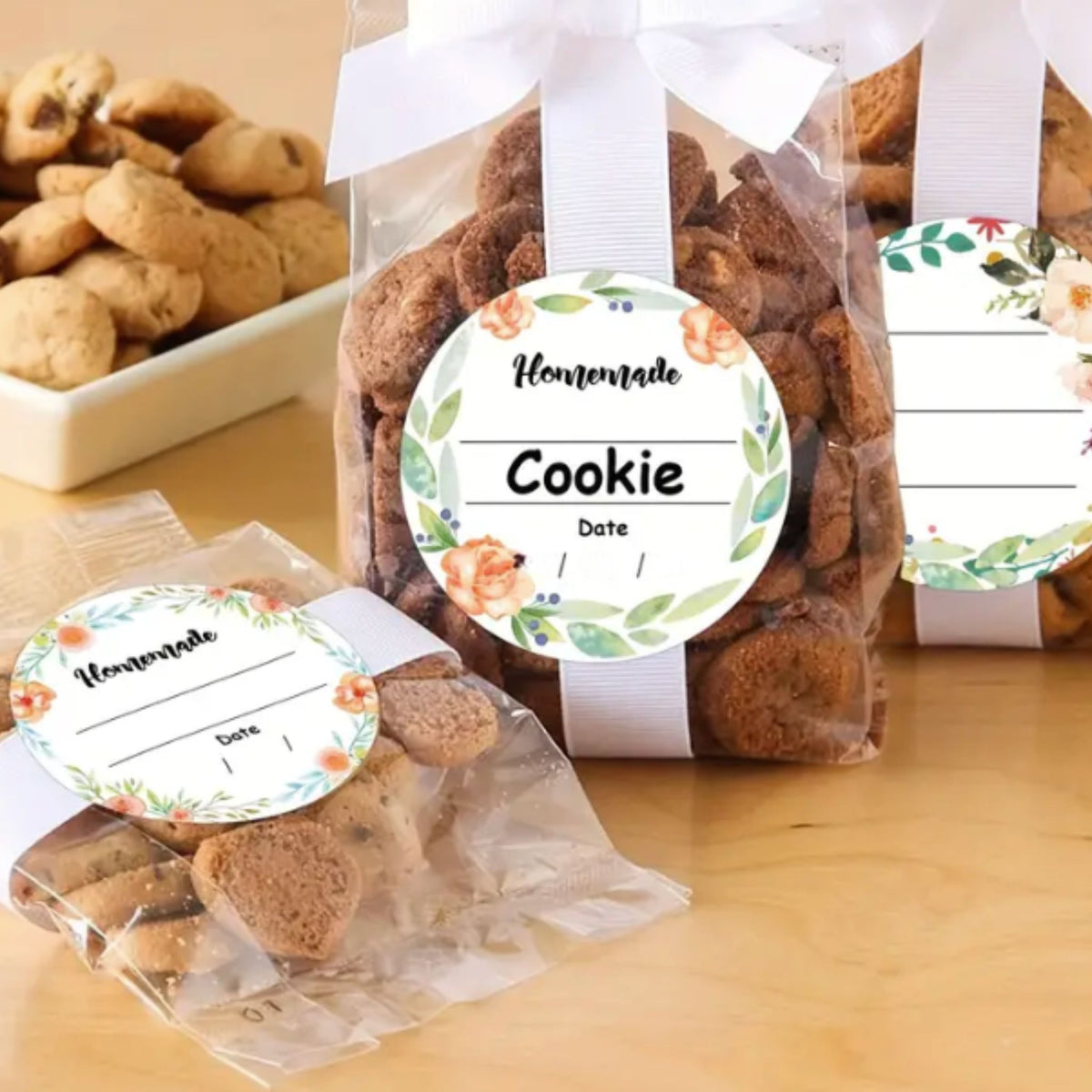 Floral Homemade Sticker Labels - 30 Pieces