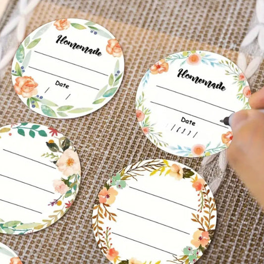 Floral Homemade Sticker Labels - 30 Pieces