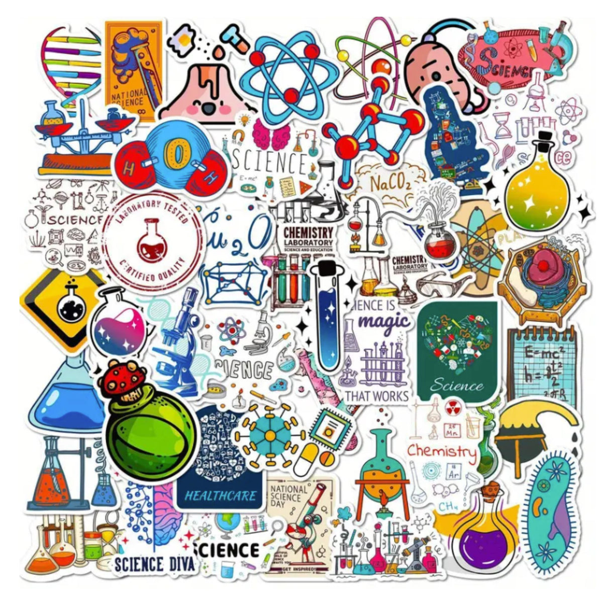 Science Experiment Stickers - 50 Pieces