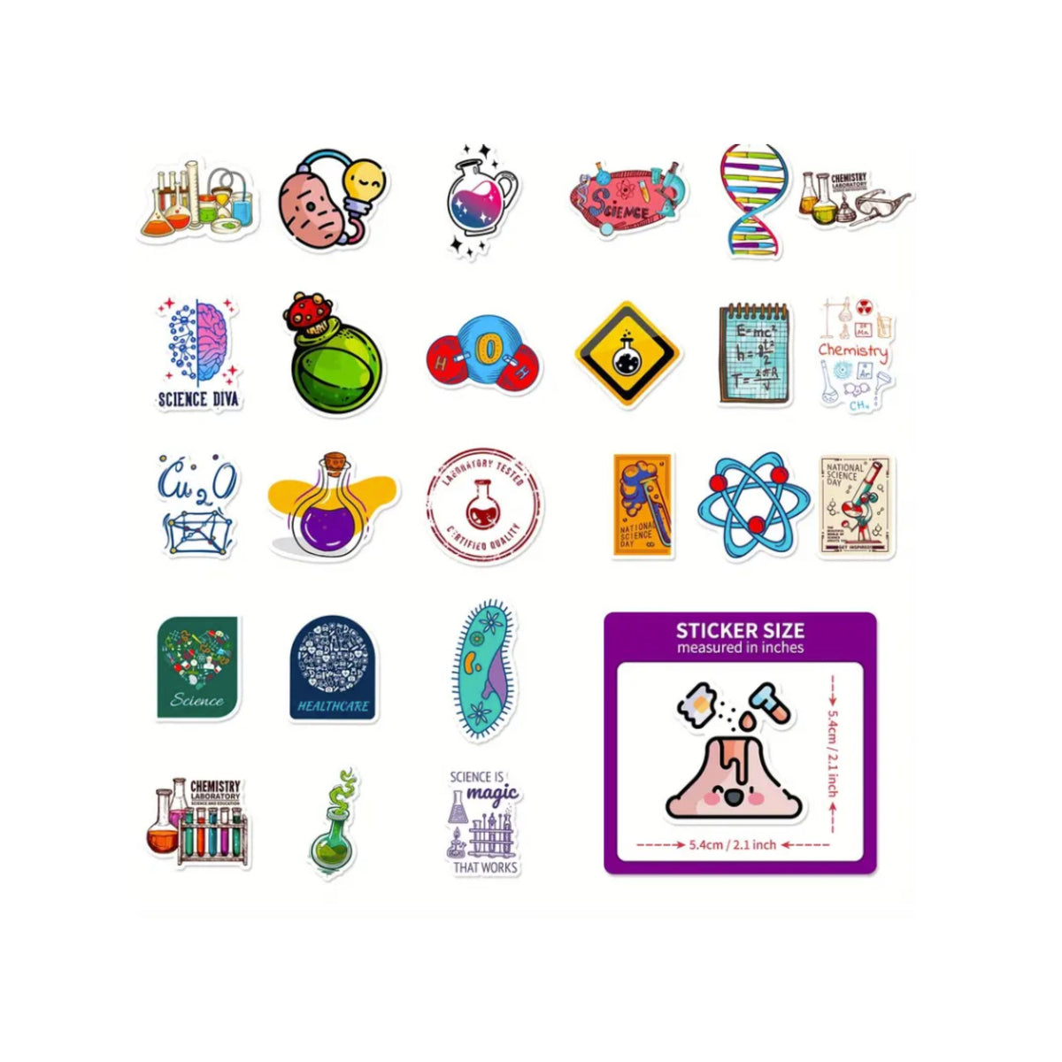 Science Experiment Stickers - 50 Pieces