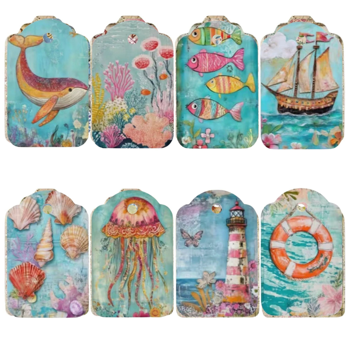 Sea Animal Ocean Gift Card Tags - Set of 12