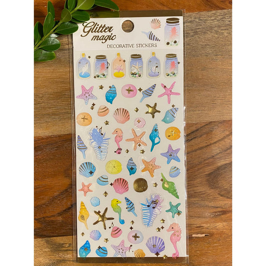 Sea Shell 3D Crystal Puffy Sticker Sheet