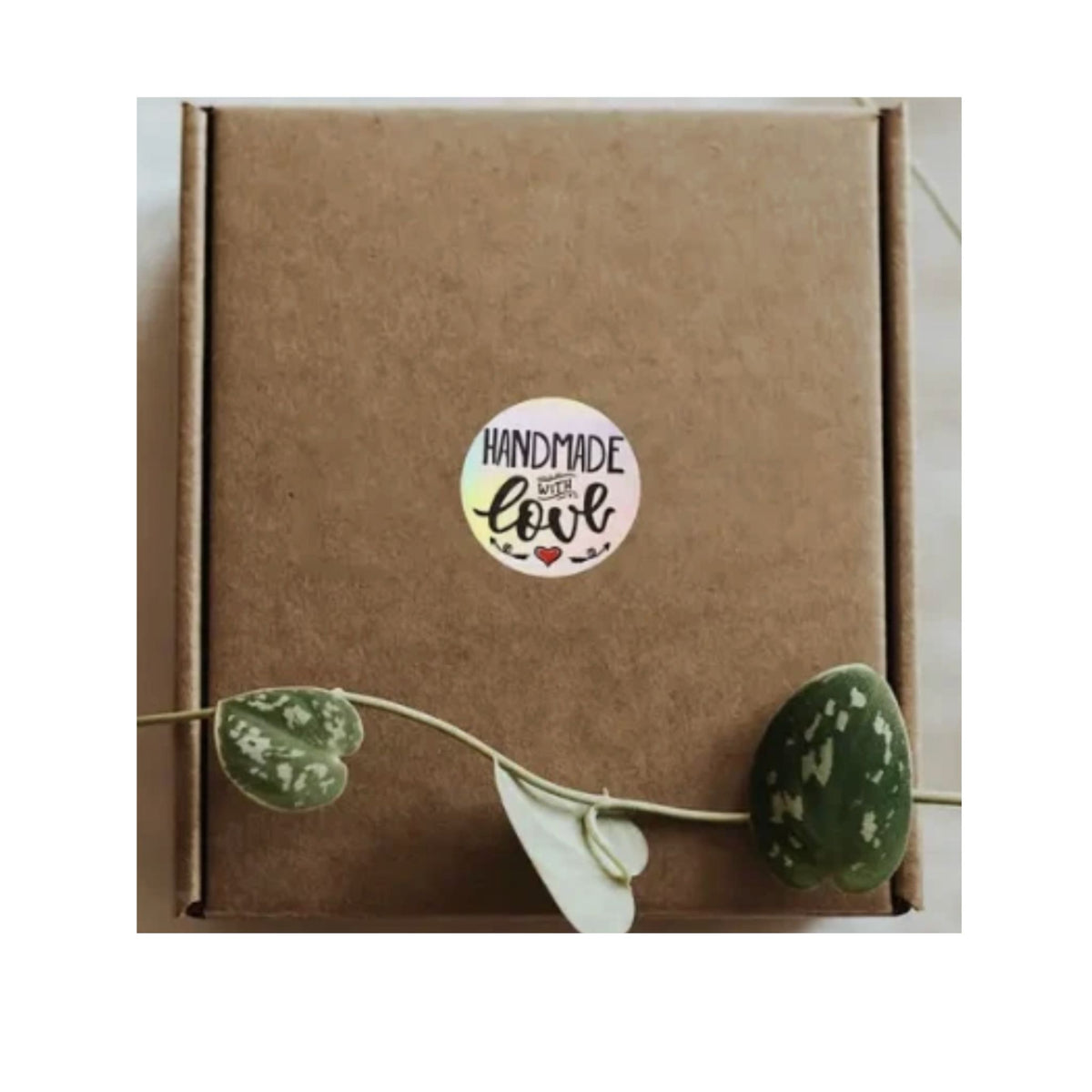 Holographic Handmade with Love Stickers - 50 Pieces