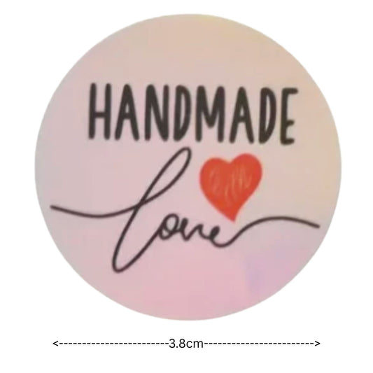 Holographic Handmade with Love Stickers - 50 Pieces