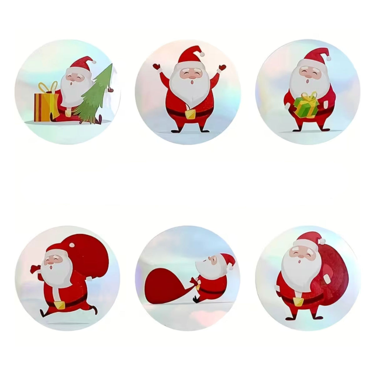 Santa Laser Christmas Stickers - 100 Pieces