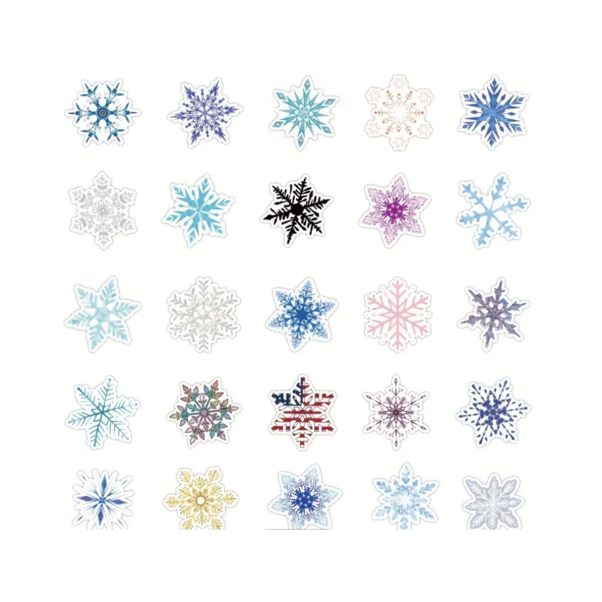 Snowflake Stickers - 50 Pieces