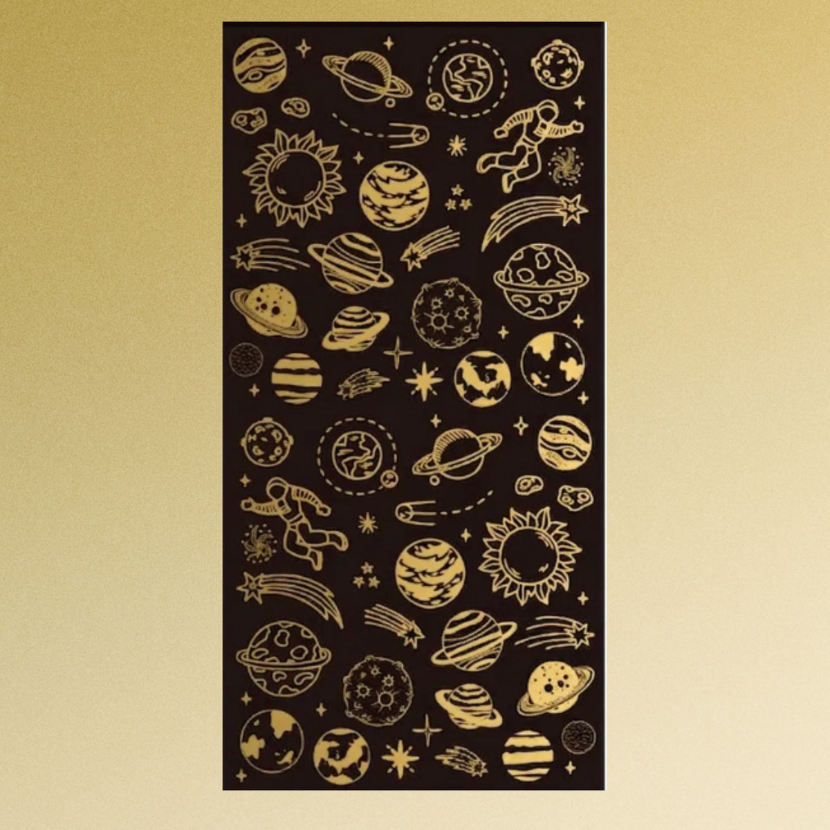 Space Planet Design Gold Stamping Transparent Stickers