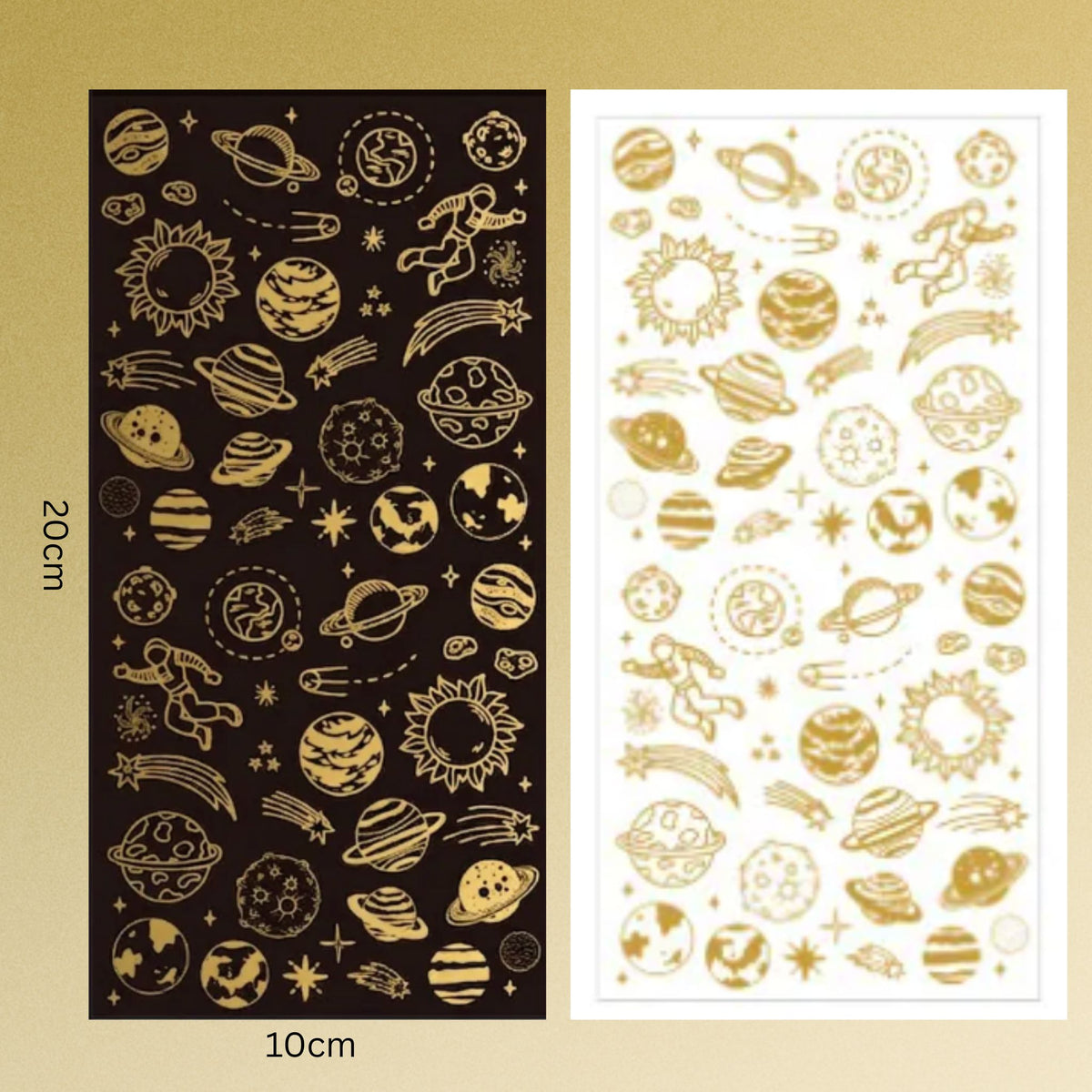 Space Planet Design Gold Stamping Transparent Stickers
