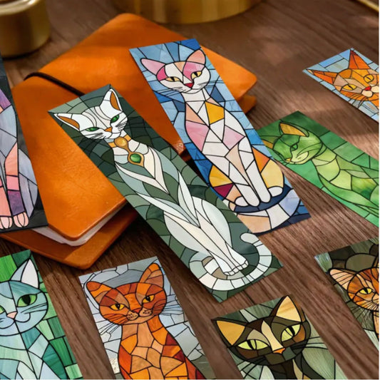 Abstract Cat Design Bookmarks - Set of 5