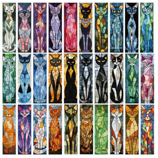 Abstract Cat Design Bookmarks - Set of 5