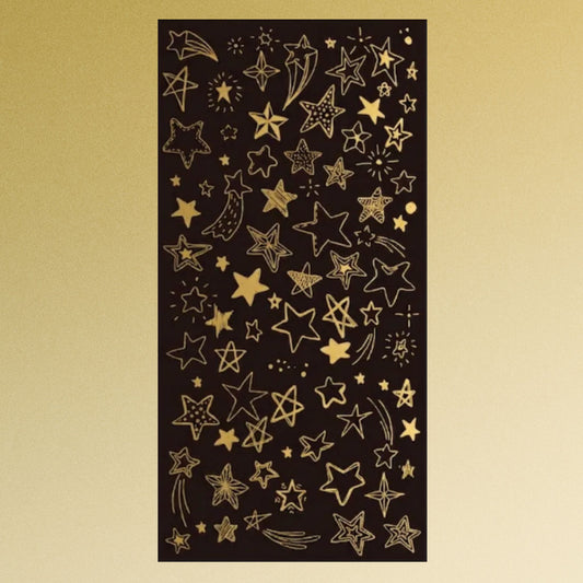 Star Design Gold Stamping Transparent Stickers