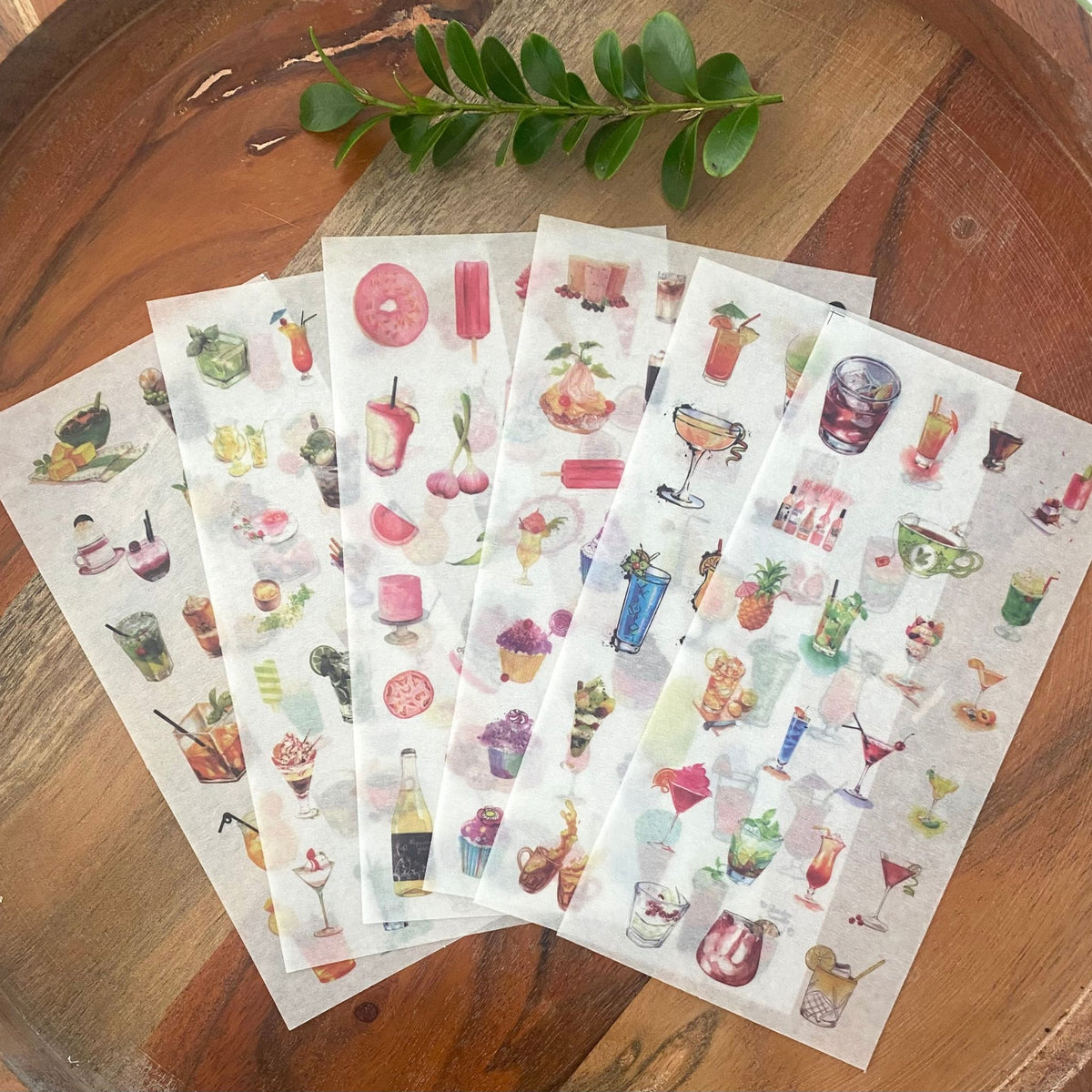 Summer Drinks Washi Stickers - 6 Sheets