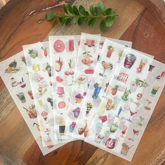 Summer Drinks Washi Stickers - 6 Sheets