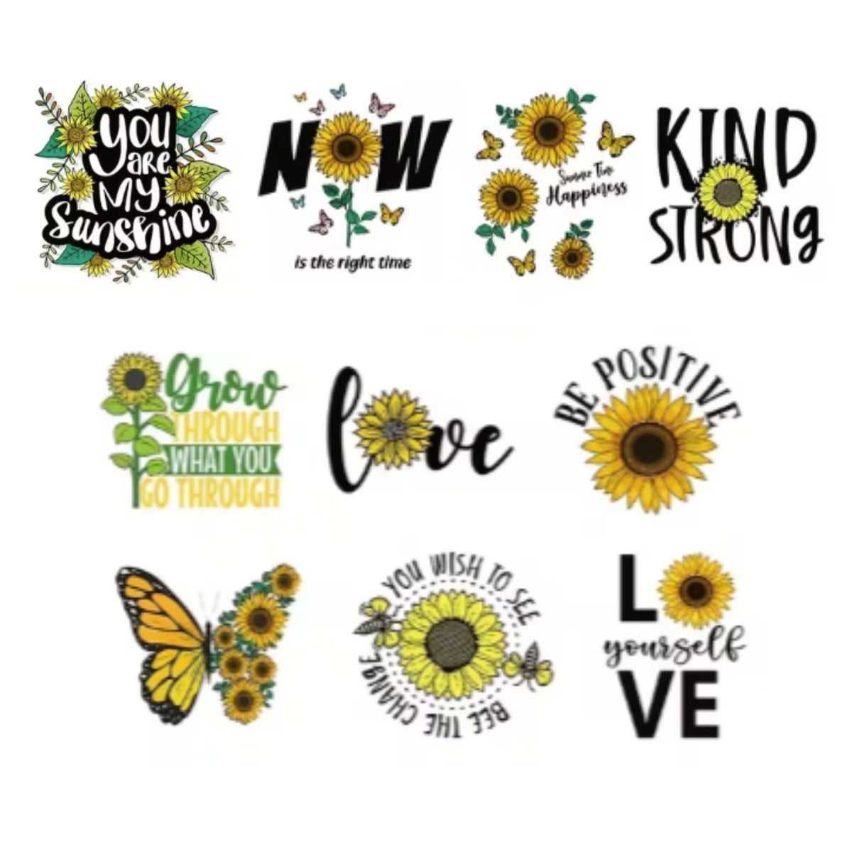 Sunflower Positive Affirmation Stickers - 100 Pieces