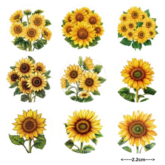 Sunflower Flower Stickers - 100 Pieces