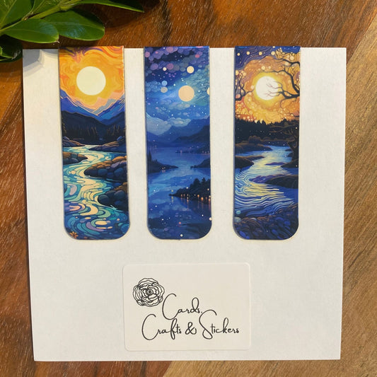 Sunset Landscape Scenery Magnetic Bookmarks #1 - Set of 3