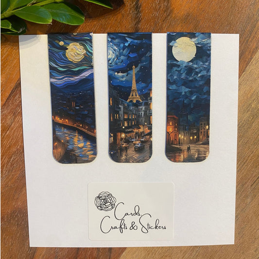 Sunset Cityscape Scenery Magnetic Bookmarks - Set of 3