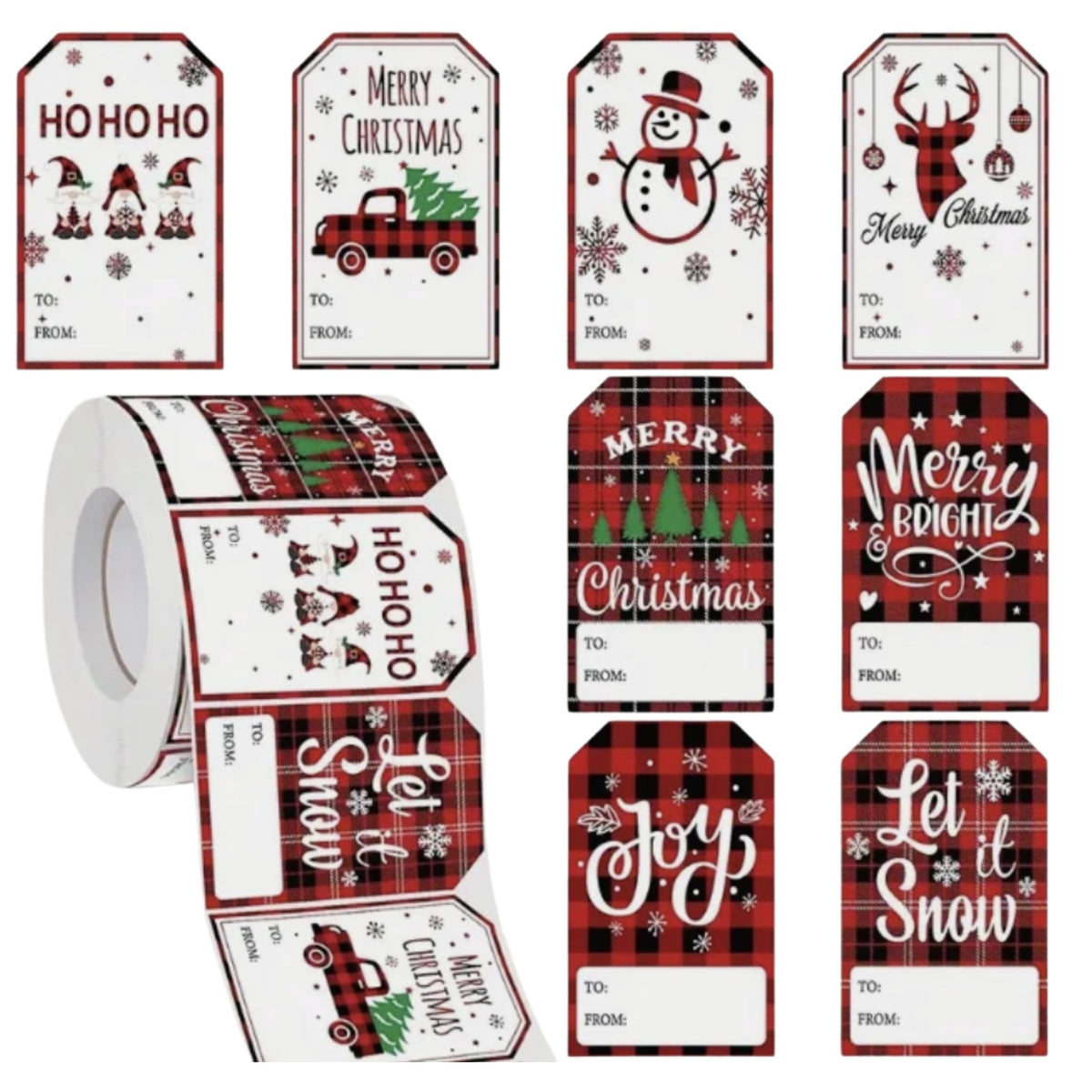 Red & White Christmas Gift Stickers Present Labels - 30 Pieces