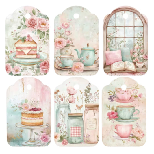 Retro Tea Party Gift Tags - Set of 12