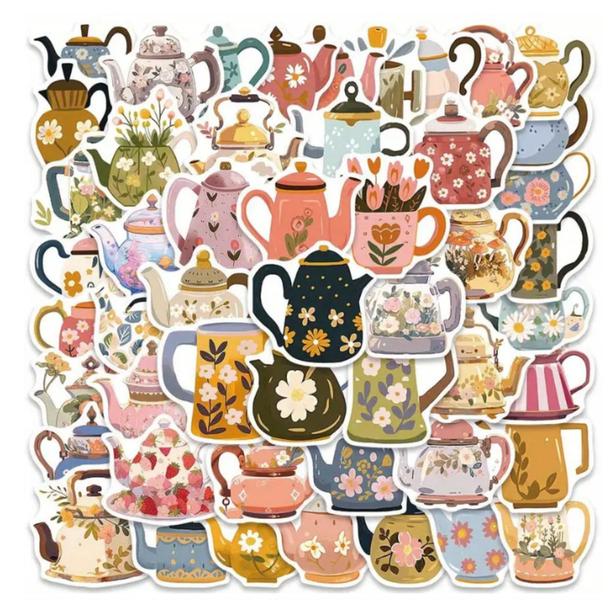 Tea Pot Stickers - 50 Pieces
