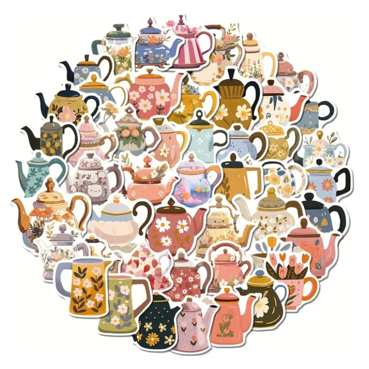 Tea Pot Stickers - 50 Pieces