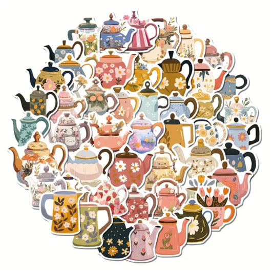 Tea Pot Stickers - 50 Pieces