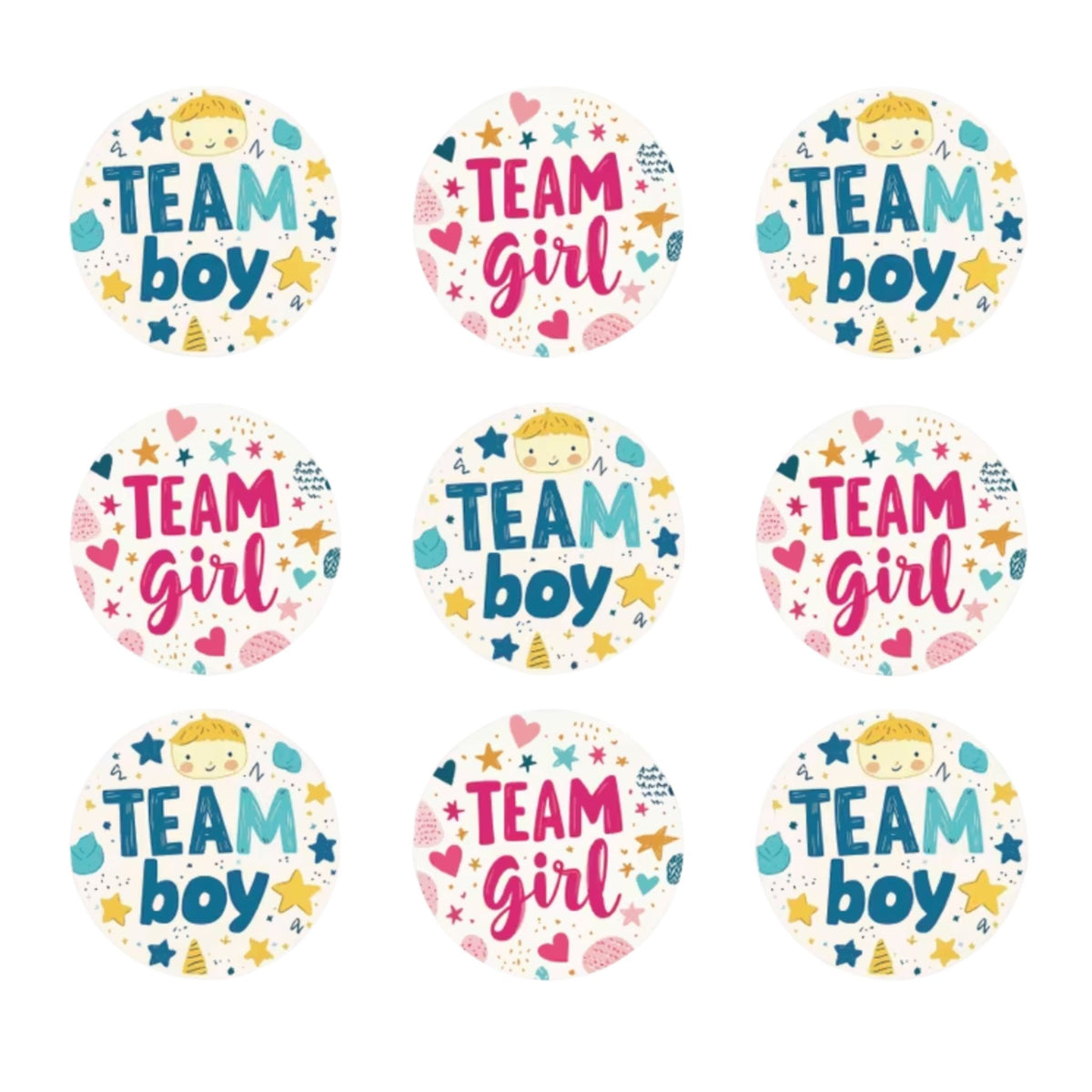 Team Boy Team Girl Stickers #2 - 50 Pieces