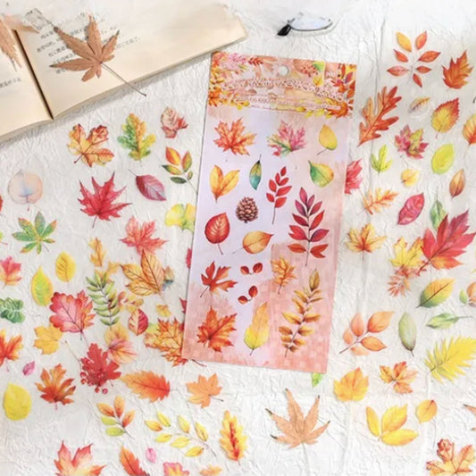 Autumn Leaf Transparent PET Stickers - 6 Sheets